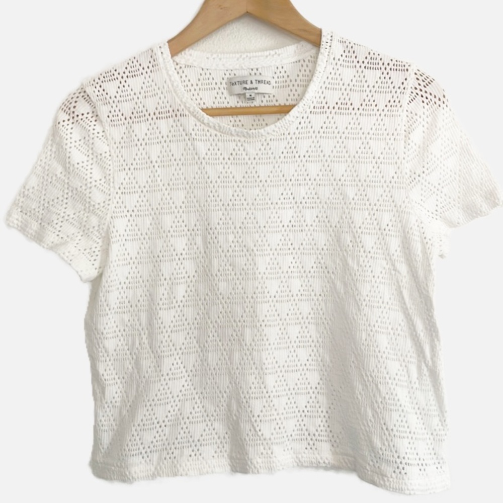 Madewell texture & thread eyelet cropped t-shirt M